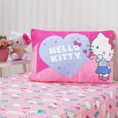 Jogo de Cama Solteiro 2 Pçs Hello Kitty 88x188x30