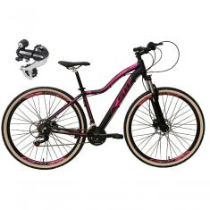 Bicicleta Aro 29 Ksw Mwza 24v Câmbio Shimano Acera K7 Garfo Trava Freio A Disco - Preto/rosa Tam.17