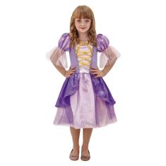 Fantasia Princesa Raquel Infantil Luxo Com Broche Tamanho Gg