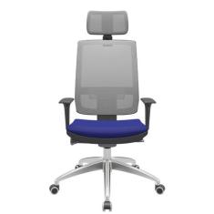 Cadeira Office Brizza Tela Cinza Com Encosto Assento Aero Azul Autocom