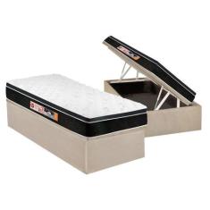 Cama Box Baú Solteiro: Colchão Espuma Castor D33 Black e White Air Eur