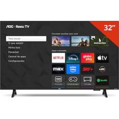 Smart TV 32" HD AOC 32S5155/78G Roku TV Wi-Fi Dolby Audio Preta