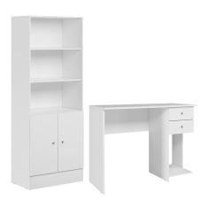 Conjunto Home Office com Armário 2 Portas e Mesa Escrivaninha - Qmovi
