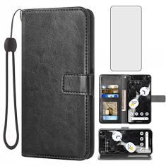 Asuwish Capa carteira compatível com Google Pixel 7 5G, protetor de tela de vidro temperado e capa flip de couro, suporte para cartão, acessórios de celular, capas para celular para Pixel7 Pixle Seven