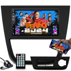  kit com central multimidia mp5 com espelhamento android ios + moldura