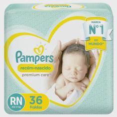 Fralda Pampers Premium Care Recém-nascido Rn Com 36 Unidades