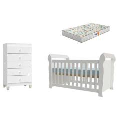 Berço Americano Lara Com Colchão Gazin E Cômoda Gaveteiro Ternura Baby