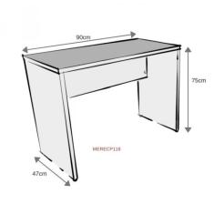 Mesa Reta Corp 25mm 90 Cm 47 Cm Bramov Móveis Branco/cinza Cristal