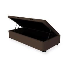 Cama Box Baú Solteiro Sintético Marrom Com Pistão A Gás, Imperium do S
