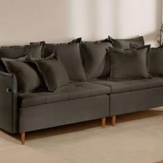 Sofá Fixo 2 Lugares Luxo 160 cm Atlas Cinza