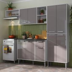 Armário de Cozinha Compacta Xangai 9 Portas Multimóveis Branco/Laca Fumê