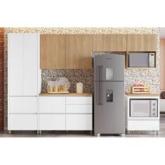Cozinha Completa Rainha Gourmet 6 Peças (3aéreos+2balcões+1paneleiro) C6p01 Branca-nature - Nesher