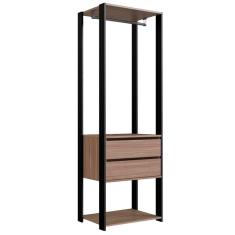 Guarda Roupa Closet 02 Gavetas 183x60cm Preto Montana Proddy Preto Montana