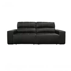 Sofá Retrátil E Reclinável De Couro Atami 2,30 M Preto Pigmentado - Mempra Design