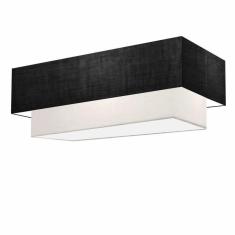 Plafon Duplo Retangular Vivare Md-3071 Cúpula Em Tecido 80x40cm X 70x30cm - Bivolt Preto-branco 127/220v