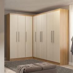 Guarda Roupa Casal De Canto 166x240cm 5 Peças Menu Móveis Carvalho