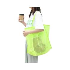 Bolsa Tote de Praia Feminina - Grande Capacidade, Malha Oca, Design de