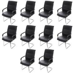 Kit 10 Cadeiras Interlocutor para Escritório Estofada em material sint