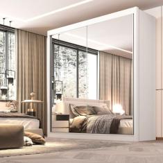 Guarda Roupa Casal 2 Portas com Espelho 6 Gavetas 100% MDF California D Doro Moveis Branco