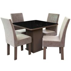 Conjunto Mesa 4 Cadeiras Talismã New Ônix Madeira Eucalipto - Tabaco/Preto