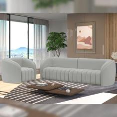 Conjunto Sala de Estar Sofá 332cm 4 Lugares e Poltrona Adam Veludo Cin