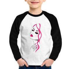 Camiseta Raglan Infantil Salão De Beleza Maquiagem Manga Longa - Foca 