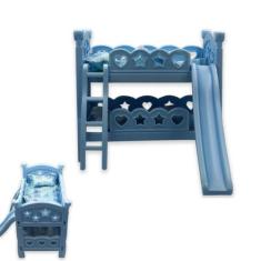 Brinquedo Berço de Boneca com Escorregador - Modelo Beliche - Wellmix,