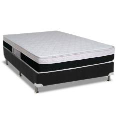 Cama Box Casal: Colchão Molas Ensacadas Luckspuma MasterPocket Roma + Base crc Suede Black(138x188)