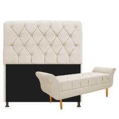 Kit Cabeceira Lady E Recamier 195 Cm King Size Corano Bege