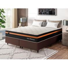 Conjunto Cama Box c/ Molas Ensacadas Sirius Preto King 193x203x65 - Ki