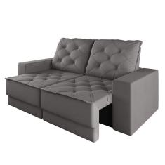 Sofá Retrátil E Reclinável 3 Lugares 1,80m Verona Suede Cinza Mamflex Cinza