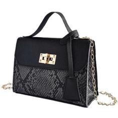 Bolsa Pequena Quadrada Feminina com Estampa de Cobra-Feminino