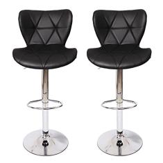 Kit 2 Banquetas Altas Com Encosto Alto Estofado Para Cozinha Americana Balcão Bancada Ilha Formiga Preta