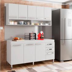 Cozinha Compacta  3 Gavetas 8 Portas Branco Grécia Casa Mobilia