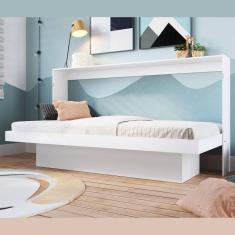 Cama de Solteiro Articulável Horizontal com Estação de Trabalho Latino Art In Móveis Branca