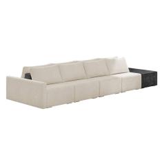 Sofá Ilha 4 Lugares Living 512cm Modulado Sala Lary Bouclê/PU Pto K01 - D`Rossi