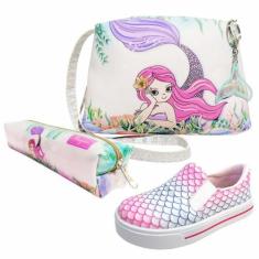 Kit Infantil Bolsa, Tênis e Estojo Sereia, Magicc Kids, 21