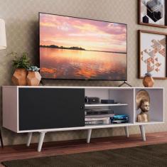 Rack Madesa Dubai para TV até 65 Polegadas com Pés - Branco/Preto/Bran