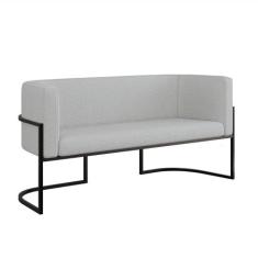 Sofá 2 Lugares Base Metal Preta Reforçada Recepção Bouclê - B BALAQUI 
