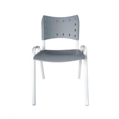 Cadeira Iso para Escola Escritório Comércio Cinza Base Branca