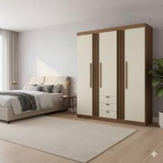 Guarda-Roupa Solteiro Santos Andirá Aurora 3 Portas de Bater 3 Gavetas Externas MDP - 173,4cm de Largura