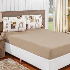 Jogo De Cama Malha Casal Quality 03 Peças - Avelã