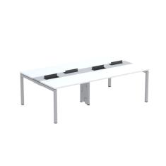 Mesa de Plataforma Dupla para 4 Pessoas Corporativa 120X140/4P PDC12/14/4P Branco/Cinza