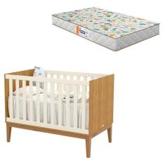 Berço Americano Unique Freijó Off White Eco Wood com Colchão Gazin - Matic