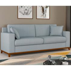 Sofá Living Vintage 3 Lugares 200cm em Boucle Slim Azul Bebê