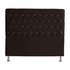 Cabeceira De Cama Box Paris King 195 Cm Botão Strass Suede Marrom Eli Móveis