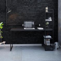 Mesa C-estante Alta 150x64x147cm C-04 Prateleiras Preto ônix - Est.preta Preto ônix - Est.preta