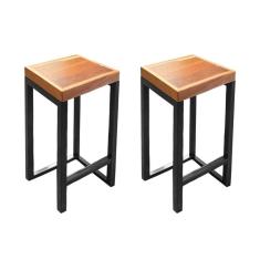 Kit 2 Banquetas Bistro Premium Estilo Industrial Preto