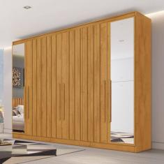 Guarda-Roupa Solteiro Oxford 6 Portas 4 Gavetas com Espelho Ripado 100% Mdf Peroba - Mademarques