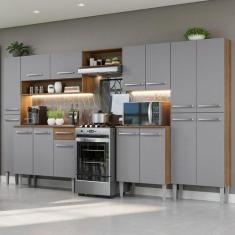 Armário de Cozinha Completa 325cm Cinza/Rustic Emilly Madesa 02, Rusti